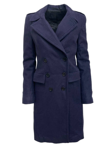 BLK DNM Women's Navy Blue Wool Blend Coat 10 #WUW12101 Size Small NWT