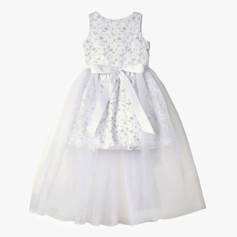 BADGLEY MISCHKA Girl's White 3D Flower Walk Thru Dress #58360900 NWT