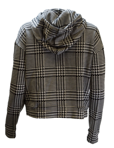 WESLEY X BANDIER Women's Plaid Bowery Hoodie, Black, Small