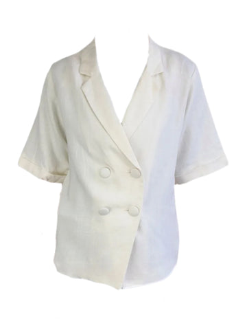 MADISON THE LABEL Women's White Short Sleeve Linen Blazer #MS0216 X-Small NWT