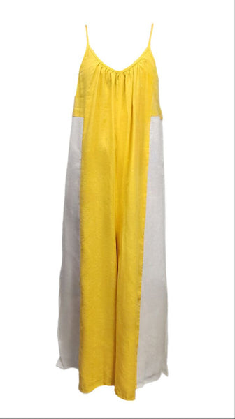 HoodLamb Women's Yellow Wide Contrast Midi Hemp Jumper 420 NWT