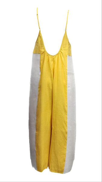 HoodLamb Women's Yellow Wide Contrast Midi Hemp Jumper 420 NWT