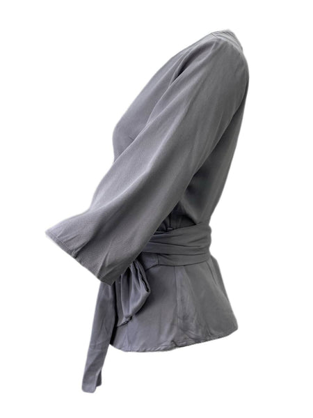 LOST IN LUNAR Women's Grey Wild Roses Wrap Top Size US 4 NWT