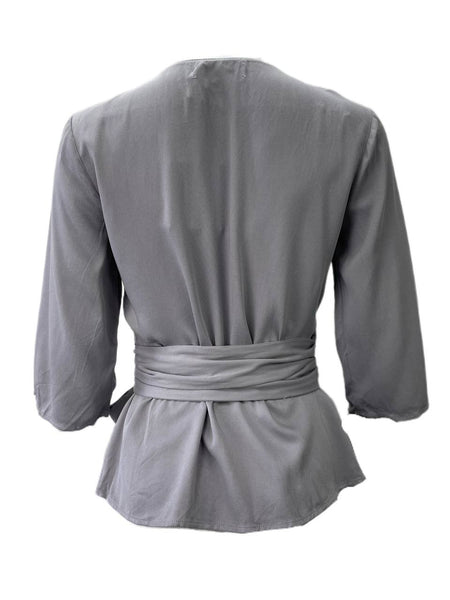 LOST IN LUNAR Women's Grey Wild Roses Wrap Top Size US 4 NWT