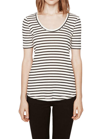 REBECCA MINKOFF Women's Black & White Willem Striped Top $78 NWT