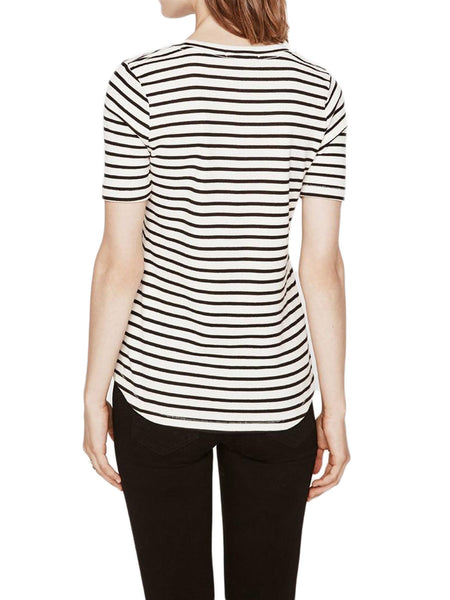 REBECCA MINKOFF Women's Black & White Willem Striped Top $78 NWT