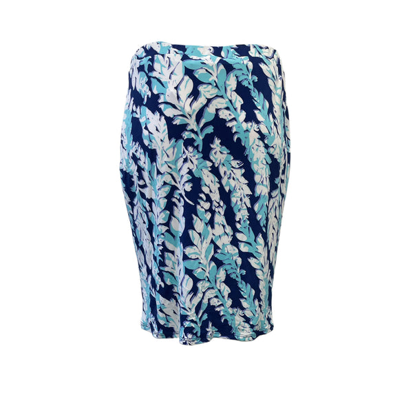 Leota Women's Blue Willow Streight Lined Stretchy Skirt #2731 NWT