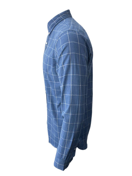 APOLIS Men's Blue Windowpane Button Down Shirt NWT