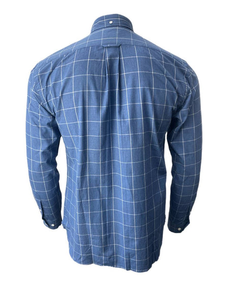 APOLIS Men's Blue Windowpane Button Down Shirt NWT
