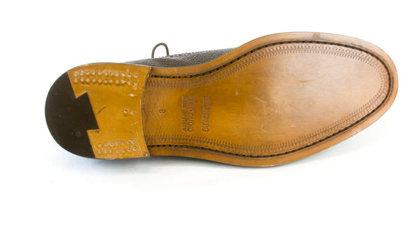 J. LINDEBERG Men's Dark Chocolate Wing-Tip Grained Leather Shoes Sz 8 $610 NEW