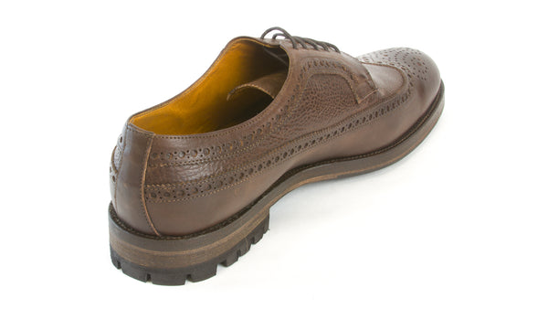 J. LINDEBERG Men's Dark Chocolate Wing-Tip Tank Leather Shoes Sz 12 $565 NEW