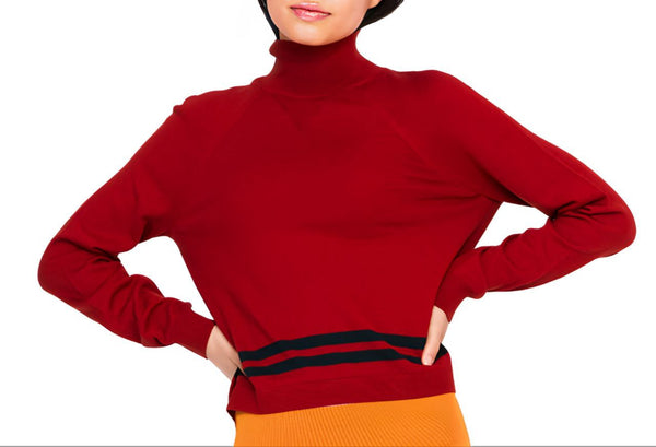 LNDR Women's Dark Red Arctic Knit Long Sleeve Top #KN899 NWT