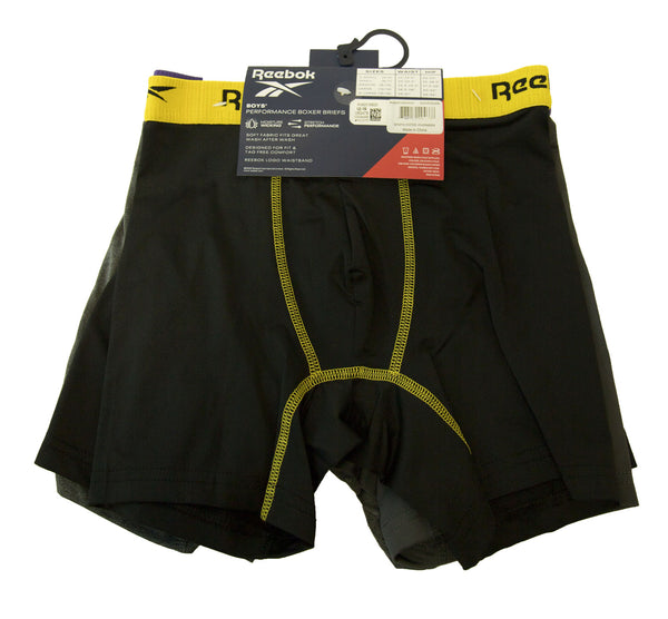 REEBOK Boy's Black/Grey 4-Pack Performance Boxer Briefs NEW