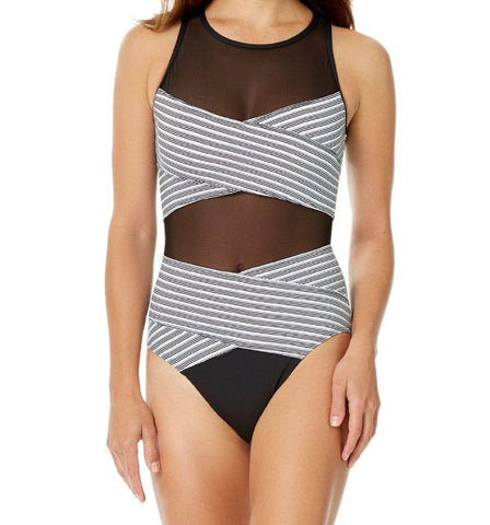 ANNE COLE Women's Black Removable Cups One Piece Swimsuit #01819 14 NWT