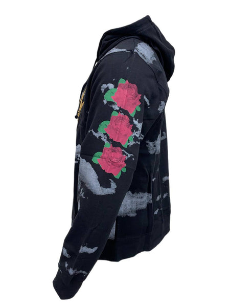 YRN Men's Black Yung World Hoodied Printed Sweatshirt NWT