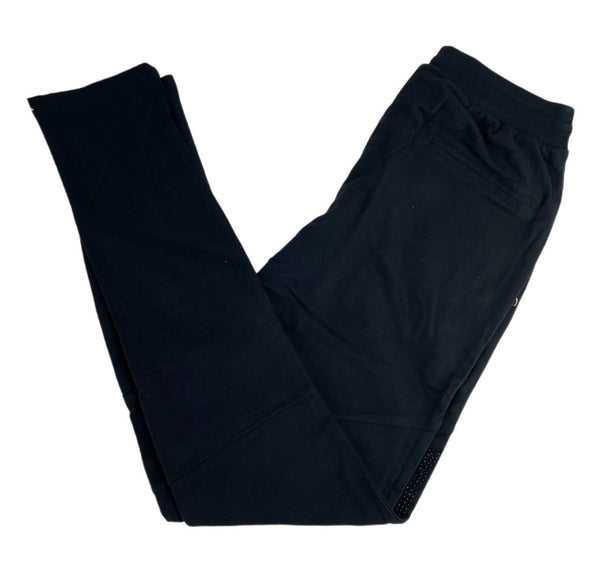 YRN Men's Black Cotton Rhinestone Zip Ankle Sweatpants Size M NWT