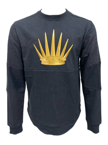 YRN Men's Black Cotton Crown Patch Sweatshirt NWT