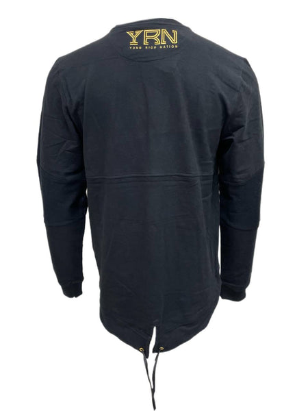 YRN Men's Black Cotton Crown Patch Sweatshirt NWT