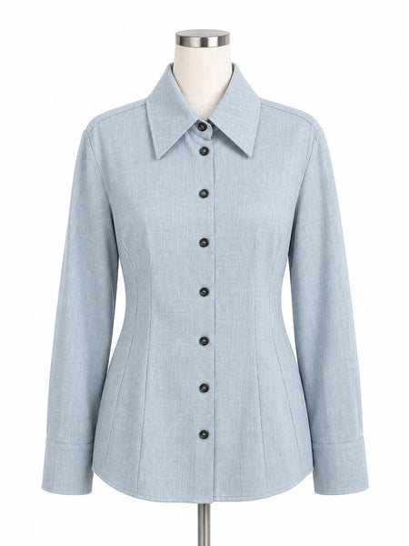 Max Mara Women's Blue Yarden Button Closure Shirt NWT