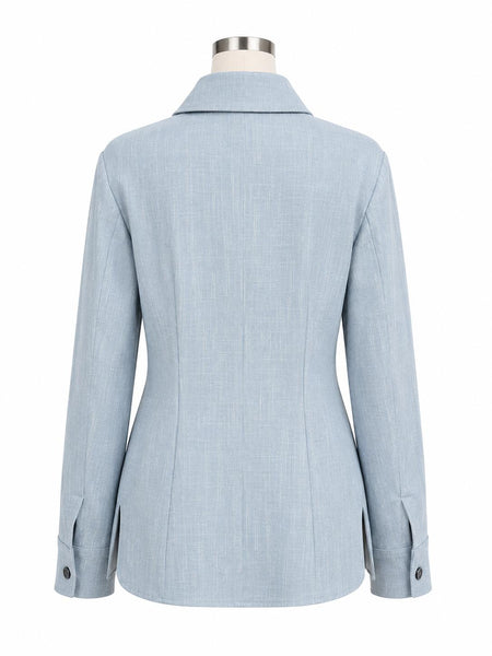 Max Mara Women's Blue Yarden Button Closure Shirt NWT