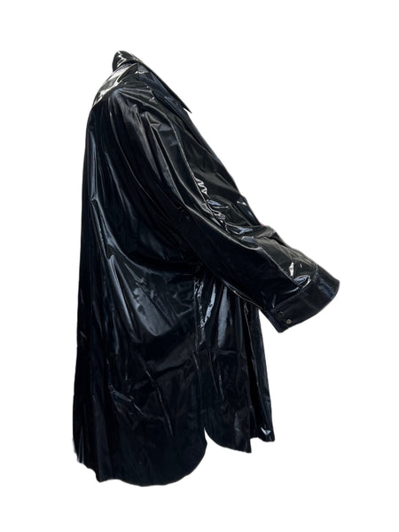 Marina Rinaldi Women's Black Zampillo Faux Leather Shirt NWT