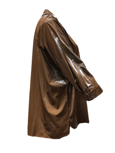 Marina Rinaldi Women's Brown Zampillo Viscose Faux Leather Shirt NWT