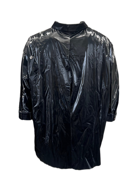 Marina Rinaldi Women's Black Zampillo Faux Leather Shirt NWT