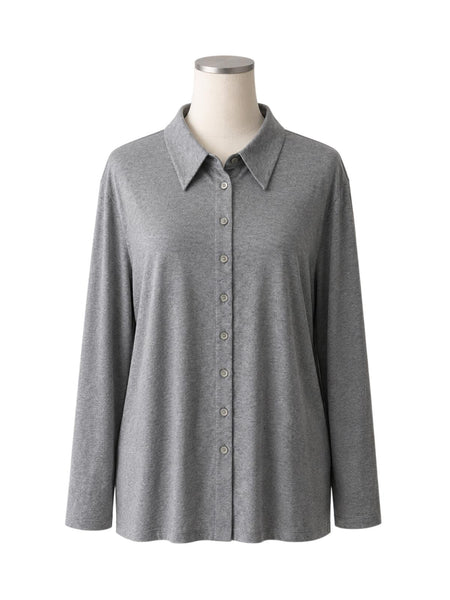 Marina Rinaldi Women's Grey Zarina Button Closure Shirt NWT
