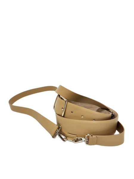 Max Mara Women's Beige Zeus Leather Buckle Closure Belt Size M NWT