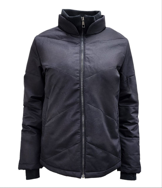 HoodLamb Women's Black High Zip Up Quilted Hemp Jacket 420 NWT