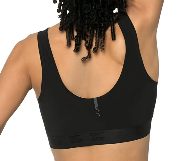 LNDR Women's Black Hybrid Low Neck Sports Bra #AV934 NWT