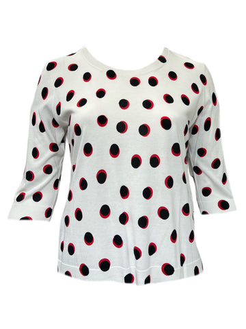 MARINA RINALDI Women's White Addetto Polka-Dot Sweater $295 NWT