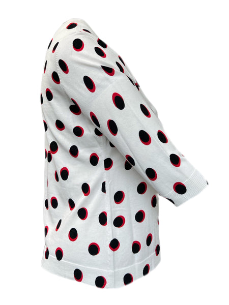 MARINA RINALDI Women's White Addetto Polka-Dot Sweater $295 NWT