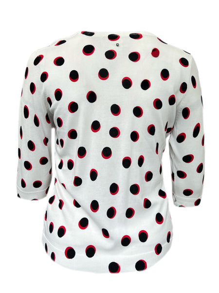 MARINA RINALDI Women's White Addetto Polka-Dot Sweater $295 NWT