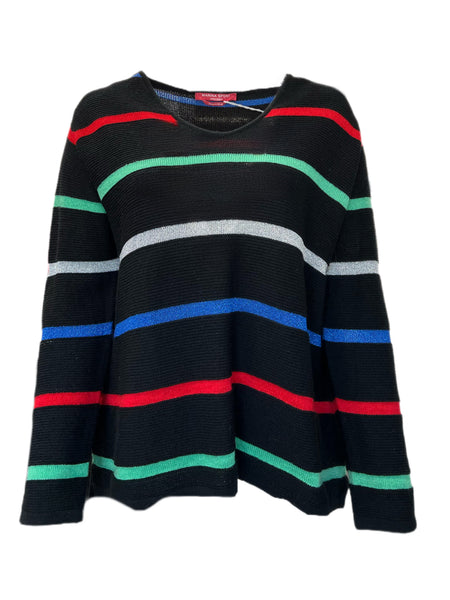 MARINA RINALDI Women's Airone Striped Sweater, Black