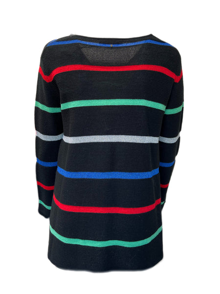 MARINA RINALDI Women's Airone Striped Sweater, Black