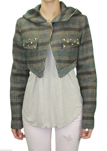 CUSTO BARCELONA Womens Alexandra Hooded Shrug Jacket RT592304 $617 NWT
