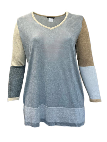 MARINA RINALDI Women's Silver/Gold Alogena Sweater $435 NWT