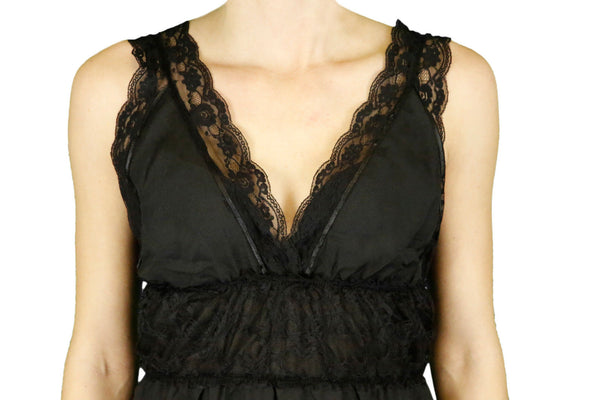 ANAMA NIGHT Women's Black Lacey Panel V-Cut Dress W11-275 $70 NEW