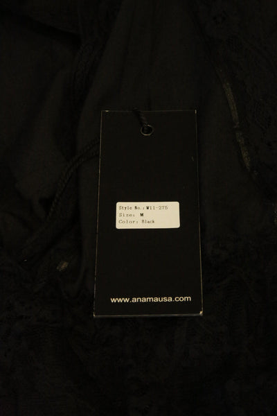 ANAMA NIGHT Women's Black Lacey Panel V-Cut Dress W11-275 $70 NEW