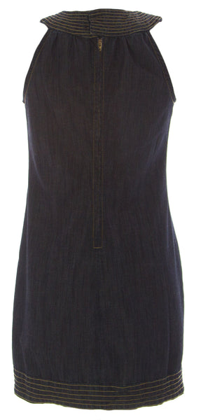 ANLO Women's Dark Wash Sleeveless Knee-Length Denim Straight Dress Sz 2 NWT