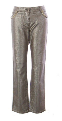 ANNA RACHELE Women's Brown Glitter Straight Cotton Jeans 690 $390 NEW