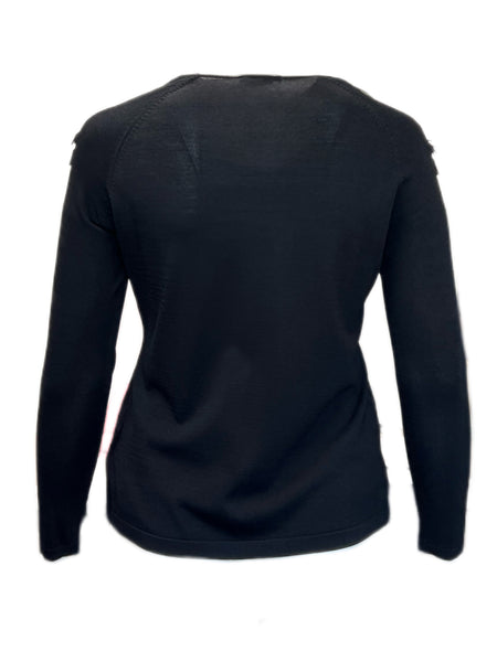 MARINA RINALDI Women's Black Ardore Beaded Sweater Medium $515 NWT