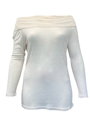 MARINA RINALDI Womens Off-White Austro Off The Shoulder Sweater $745 NWT