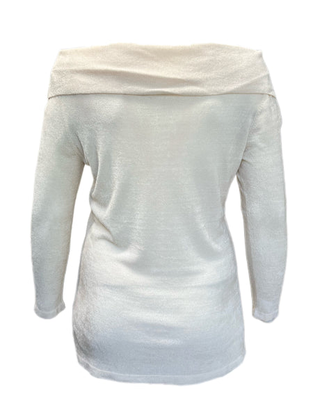 MARINA RINALDI Womens Off-White Austro Off The Shoulder Sweater $745 NWT