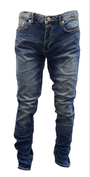 BLK DNM Men's Blue Light Stone Wash Straight Mid Rise Cotton Jeans NWT