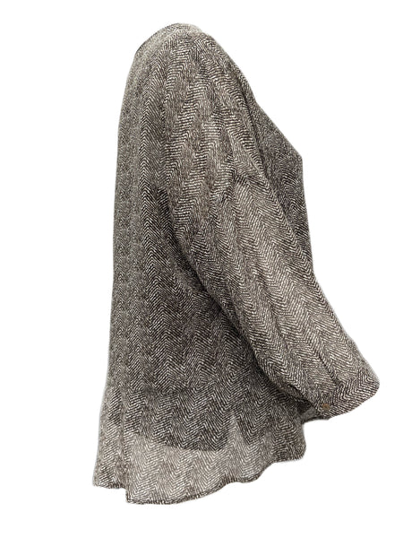 MARINA RINALDI Women's Bari Sheer Peplum Blouse $290 NWT