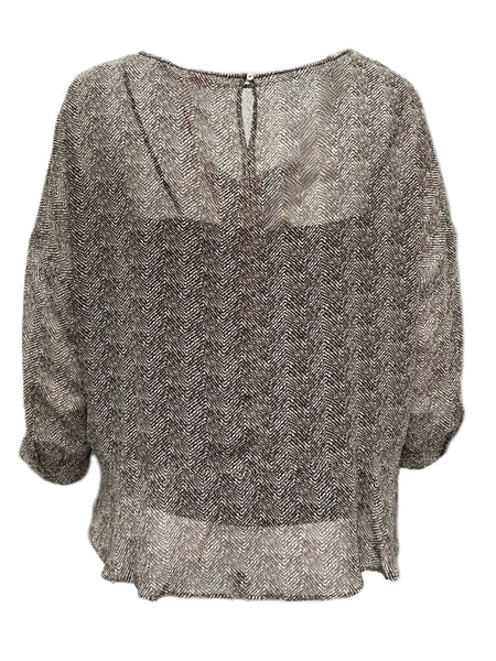 MARINA RINALDI Women's Bari Sheer Peplum Blouse $290 NWT