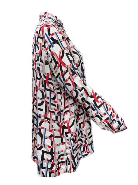 Marina Rinaldi Women's Red Barone Button Down Blouse NWT