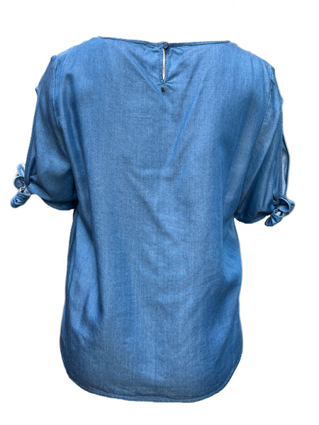 Marina Rinaldi Women's Blue Baseball Short Sleeve T-Shirt Size 14W/23 NWT